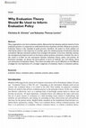 Research paper thumbnail of Why Evaluation Theory Should Be Used to Inform Evaluation Policy