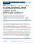 Research paper thumbnail of Adrenal insufficiency is seen in more than one-third of patients during ongoing low-dose prednisolone treatment for rheumatoid arthritis