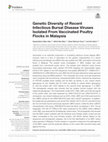 Research paper thumbnail of Genetic Diversity of Recent Infectious Bursal Disease Viruses Isolated From Vaccinated Poultry Flocks in Malaysia