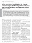 Research paper thumbnail of Effect of Chemical Modification, pH Change, and Freezing on the Rheological, Solubility, and Electrophoretic Pattern of Wheat Flour Proteins