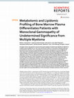 Research paper thumbnail of Metabolomic and Lipidomic Profiling of Bone Marrow Plasma Differentiates Patients with Monoclonal Gammopathy of Undetermined Significance from Multiple Myeloma