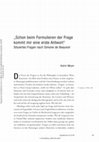 Research paper thumbnail of Schon beim Formulieren der Frage kommt mir eine erste Antwort. Situiertes Fragen nach Simone de Beauvoir