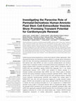 Research paper thumbnail of Investigating the Paracrine Role of Perinatal Derivatives: Human Amniotic Fluid Stem Cell-Extracellular Vesicles Show Promising Transient Potential for Cardiomyocyte Renewal