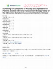 Research paper thumbnail of Screening for Symptoms of Anxiety and Depression in Patients treated with renal replacement therapy Utility of the Edmonton Symptom Assessment System- Revised