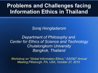 Research paper thumbnail of Issues and Challenges facing Global Information Ethics