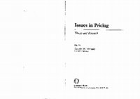 Research paper thumbnail of Issues in Pricing Theory and Research