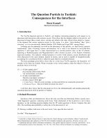 Research paper thumbnail of The Question Particle in Turkish:  Consequences for the Interfaces