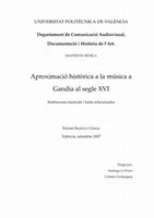 Research paper thumbnail of Aproximació històrica a la música a Gandia al segle XVI: Institucions i fonts relacionades