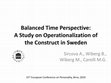 Research paper thumbnail of Balanced Time Perspective: A Study on Operationalization of the Construct in Sweden