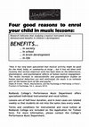 Research paper thumbnail of Music at Redlands College: 4 good reasons to enrol your child in music lessons