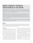 Research paper thumbnail of «Québec Student’s Historical Consciousness of the Nation» [avec Stéphane Lévesque et Raphaël Gani], Canadian Issues/Thèmes canadiens, printemps 2012, p. 55-60.