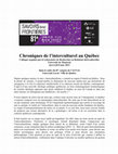 Research paper thumbnail of Chroniques de l'interculturel au Québec / Intercultural Chronicles of Québec