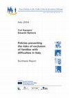 Research paper thumbnail of Policies preventing the risks of exclusion of families with difficulties in Italy