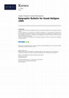 Research paper thumbnail of Epigraphic Bulletin for Greek Religion 1999