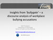 Research paper thumbnail of Insights from ‘bullygate’ - a discourse analysis of workplace bullying accusations 