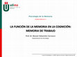 Research paper thumbnail of Psicología de la Memoria. UD3: La función de la memoria en la cognición. Memoria de trabajo