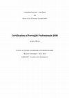 Research paper thumbnail of Certification of Foresight Professionals 2030