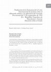 Research paper thumbnail of Traducción de la Sentencia de la Corte Internacional de Justicia sobre el diferendo relativo a la aplicación del Acuerdo Provisional del 13 de septiembre de 1995 (Ex - República Yugoslava de Macedonia c. Grecia) Decisión sobre el fondo.