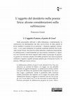 Research paper thumbnail of L’oggetto del desiderio nella poesia lirica: alcune considerazioni sulla sublimazione