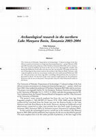 Research paper thumbnail of * Archaeological research in the northern Lake Manyara Basin, Tanzania 2003-2004 (2006)