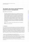 Research paper thumbnail of An inquiry into power and participatory natural resource management