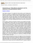 Research paper thumbnail of Commentary on “False Memory Syndrome and the Authority of Personal Memory-Claims