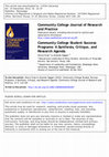 Research paper thumbnail of Community College Student Success Programs: A Synthesis, Critique, and Research Agenda