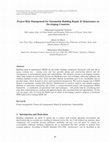 Research paper thumbnail of Project Risk Management for Sustainable Building Repair & Maintenance in Developing Countries