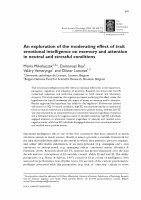 Research paper thumbnail of An Exploration of the Moderating Effect of Trait Emotional Intelligence on Memory and Attention In Neutral and Stressful Conditions