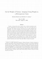 Research paper thumbnail of On the Weights of Nations: Assigning Voting Weights In a Heterogenous Union