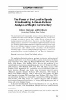 Research paper thumbnail of The Power of the Local In Sports Broadcasting: a Cross-Cultural Analysis of Rugby Commentary