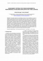 Research paper thumbnail of Assessment Criteria for Form Environmental Performance of Building Envelope In Hot Arid Climates