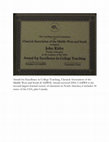 Research paper thumbnail of Classical Association of the Middle West and South [CAMWS] Award for Excellence in College Teaching. Award received 2004.