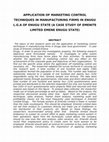 Research paper thumbnail of APPLICATION OF MARKETING CONTROL TECHNIQUES IN MANUFACTURING FIRMS IN ENUGU