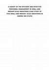 Research paper thumbnail of A SURVEY OF THE EFFICIENT AND EFFECTIVE PERSONNEL MANAGEMENT IN SMALL AND MEDIUM SCALE INDUSTRIES