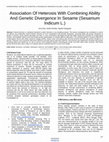 Research paper thumbnail of Association of Heterosis with combining ability and genetic divergence in sesame ( Sesamum indicum L.)