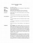 Research paper thumbnail of Introduction to Language Teaching syllabus