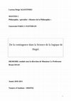 Research paper thumbnail of De la contingence dans la "Science de la logique" de Hegel (mémoire)