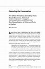 Research paper thumbnail of Juzwik, M. M. (2013). The Ethics of teaching disturbing pasts: Reader response, historical contextualization, and rhetorical (con)textualization of Holocaust texts in English. English Education, 45(3), 284-308.