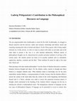 Research paper thumbnail of Ludwig Wittgenstein's Contribution to the Philosophical Discourse on Language