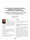 Research paper thumbnail of -“La gestión del patrimonio histórico artístico en el siglo XIX. Fuentes para su documentación”, Tejuelo. Revista de ANABAD-MURCIA, n.12, diciembre 2012, págs. 10-21