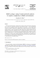 Research paper thumbnail of R&D Ecology: Using 2-Mode Network Analysis to Explore Complexity in R&D Environments