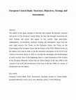 Research paper thumbnail of European Central Bank- Structure, Objectives, Strategy and Instruments