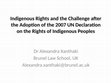 Research paper thumbnail of Challenges of the UN Declaration on the Rights of Indigenous Peoples- ILA Nottingham university, February 2013