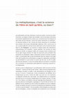 Research paper thumbnail of La métaphysique, c’est la science de l’être en tant qu’être, ou bien?