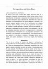 Research paper thumbnail of Correspondence and Atmos-Sphere  – Towards a Philosophy of Correspondence