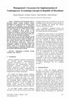 Research paper thumbnail of  Management’s Awareness for Implementation of Contemporary Accounting Concepts in Republic of Macedonia