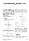 Research paper thumbnail of On Instantaneous Power Dissipation in Class B Amplifier