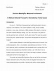 Research paper thumbnail of Decision Making For Missions Involvement A Biblical, Rational Process For Considering Family Issues