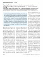 Research paper thumbnail of Reporting pesticide assessment results to farmworker families: development, implementation, and evaluation of a risk communication strategy.